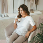 T-Shirt Donna in Cotone Elasticizzato con Ricamo Floreale. TS004896 PANNA ARTIGLI Donna 