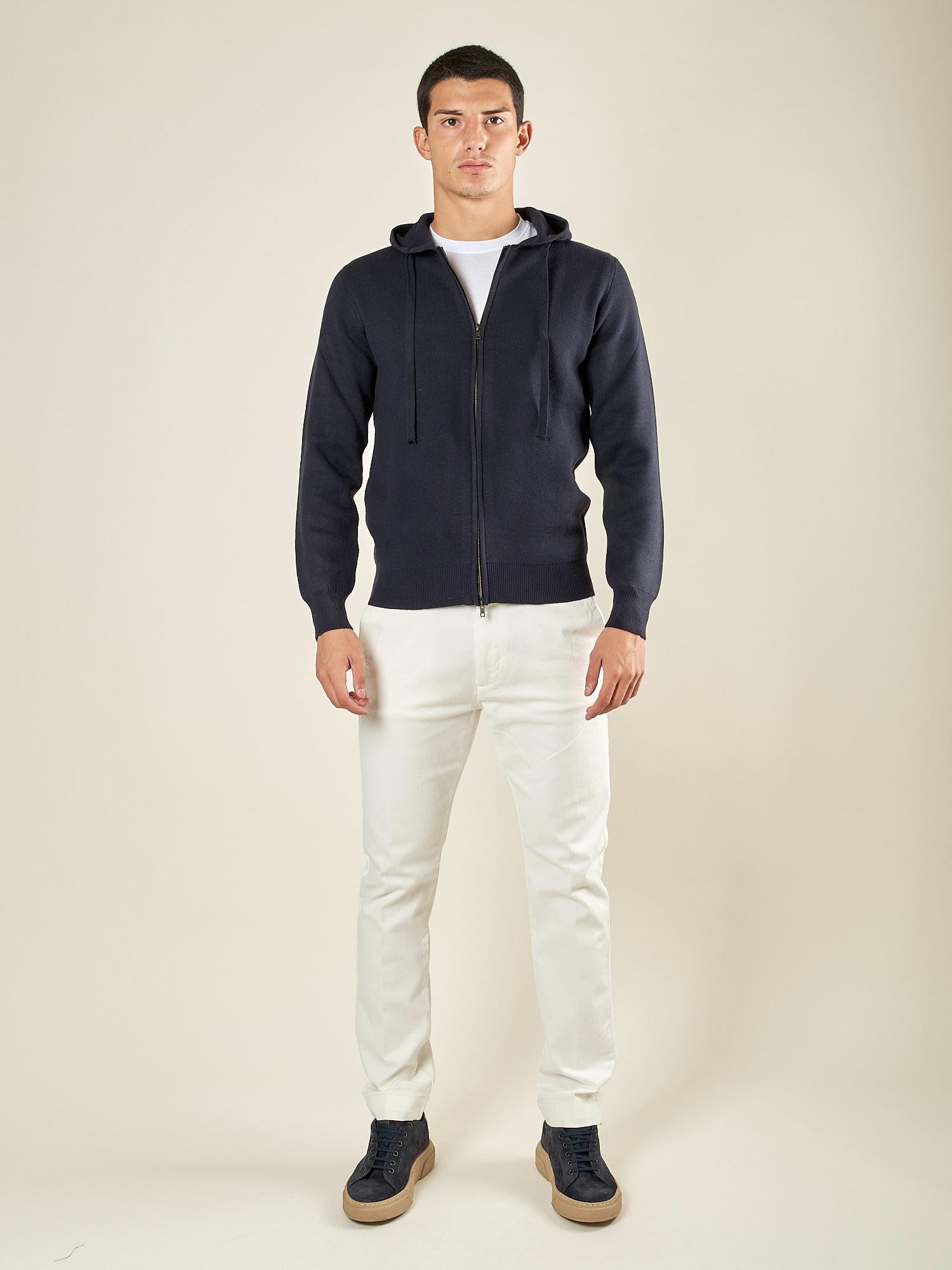 Maglia Uomo Invernale in Misto Viscosa con Zip e Cappuccio. Stile Sportivo ed Eleganza Casual. CON4051225 NAVY CONSENSO 
