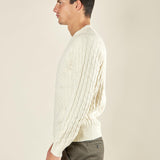 Maglia Uomo Invernale a Trecce in Misto Acrilico. Calore, Stile e Comfort per la Stagione Fredda. M431718 PANNA BEVERLY HILLS POLO CLUB 