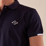 Polo da Uomo in 100% Cotone Piquet con Colletto e Polsini a Contrasto. BAM5431 BLU BACI & ABBRACCI 