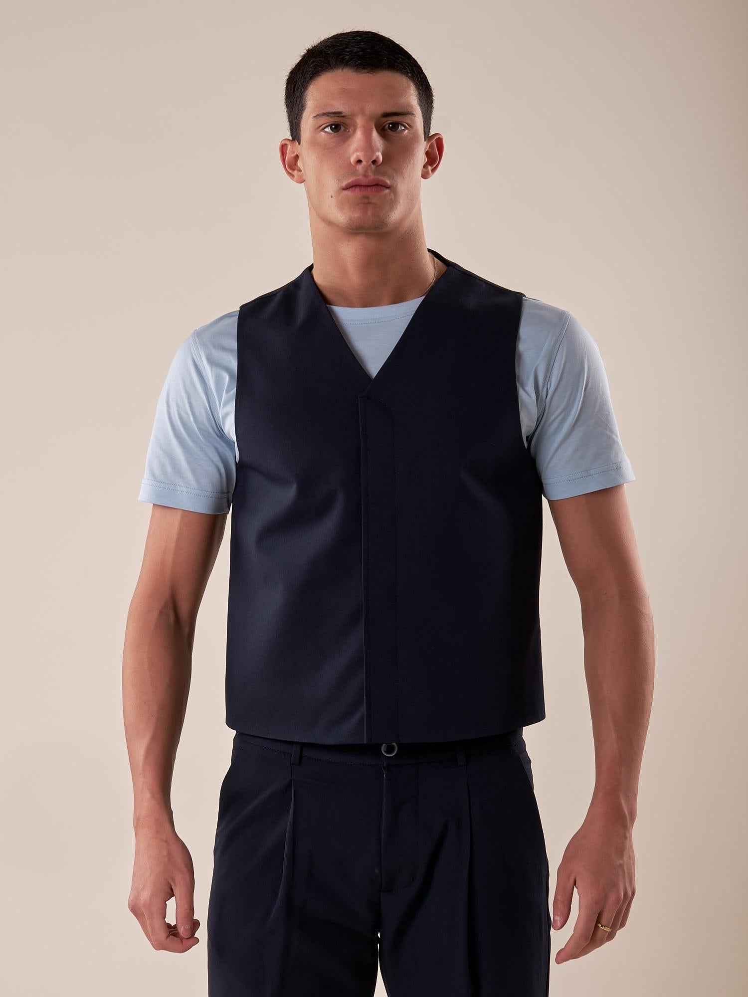 Gilet uomo abbottonatura nascosta. OE1S2S5I01 BLU OVER-D 