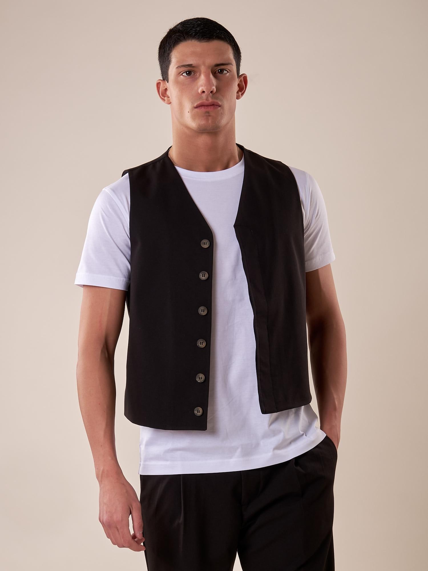 Gilet uomo abbottonatura nascosta OE1S2S5I01 NERO OVER-D Uomo 