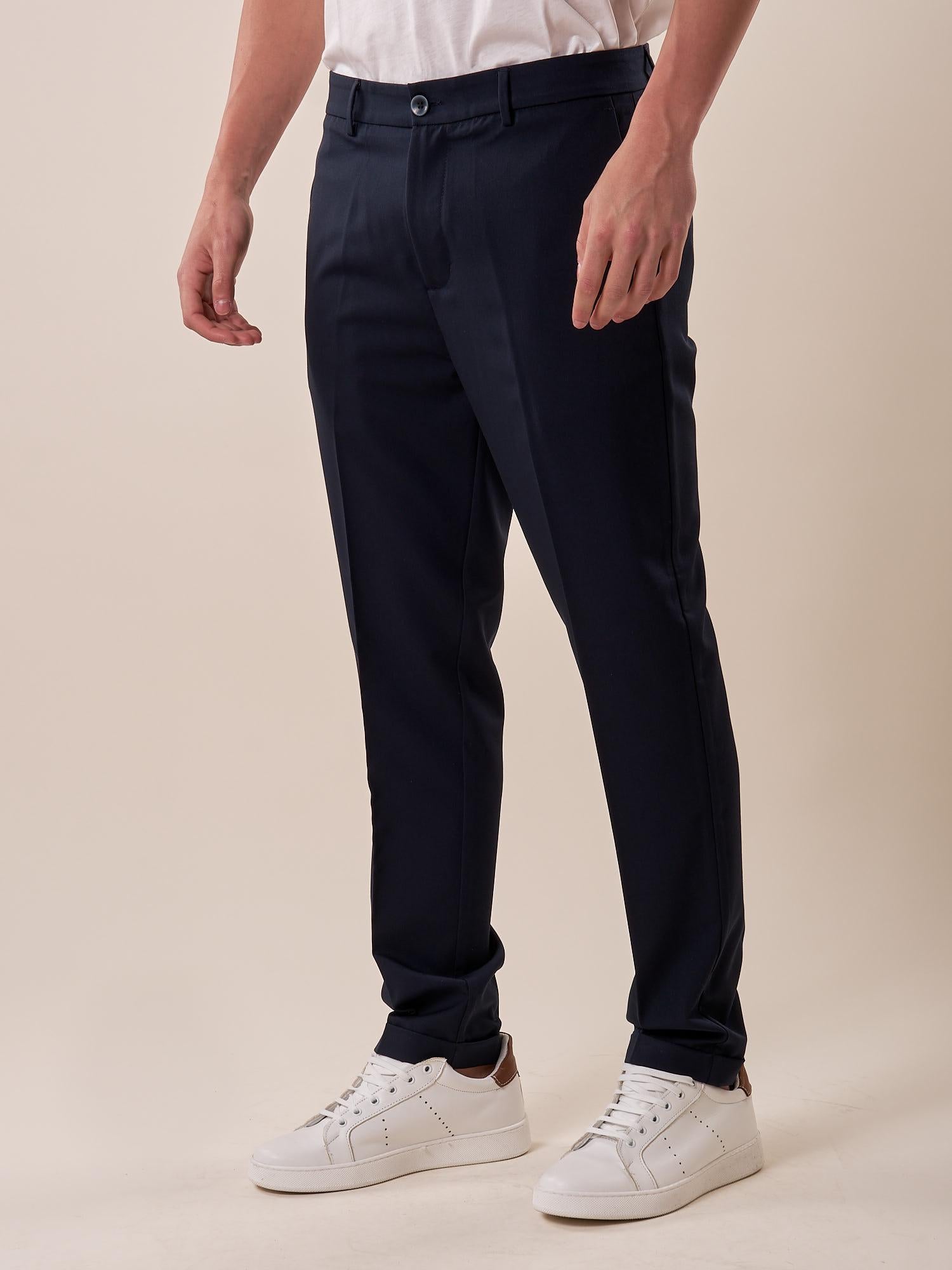 Pantalone chino slim fit con risvolto uomo. OC1S2S5P11 BLU OVER-D Uomo 
