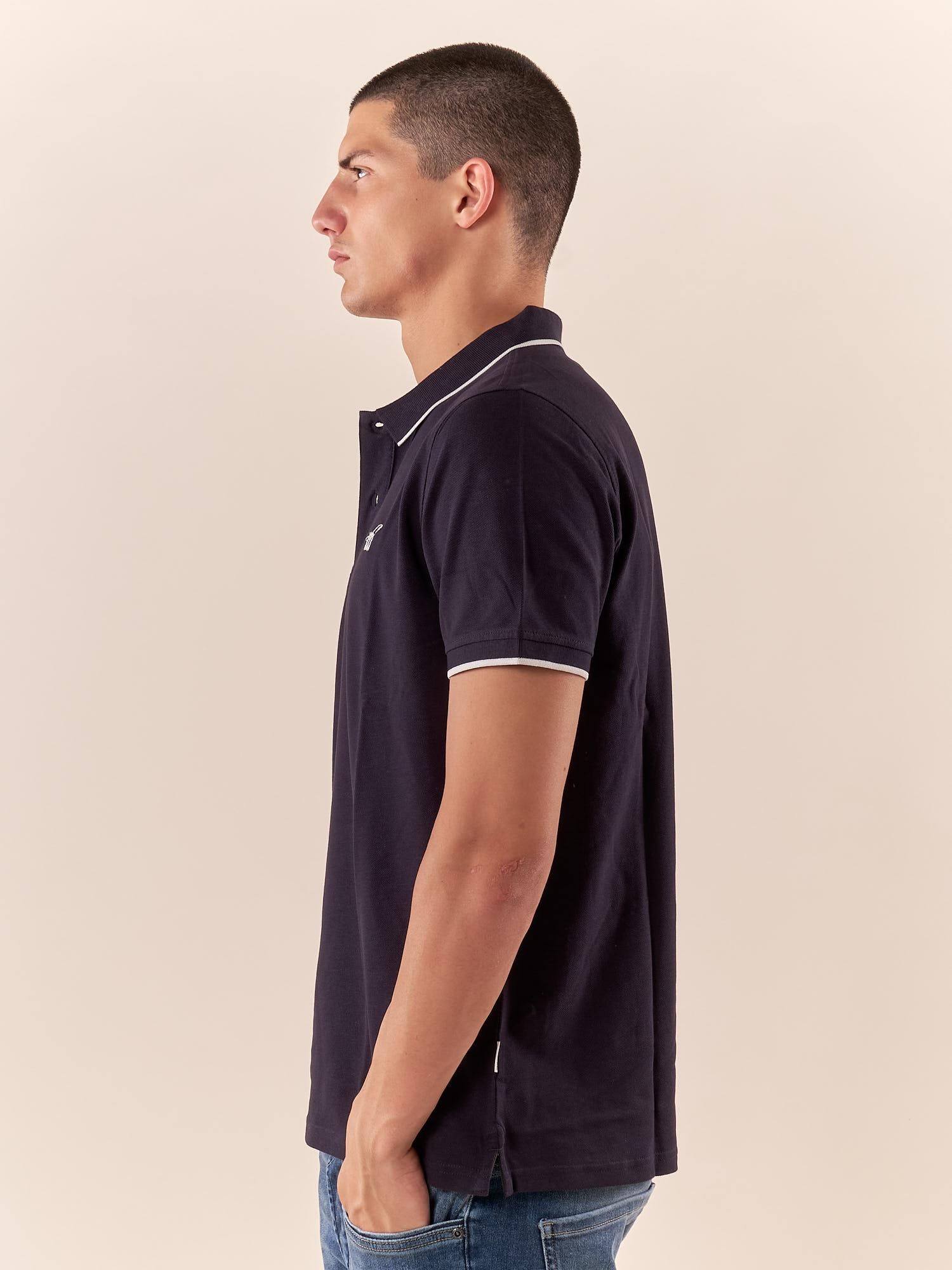 Polo Uomo manica corta in cotone piquet con ricamo. P626122 BLU Henry Cotton's Uomo 