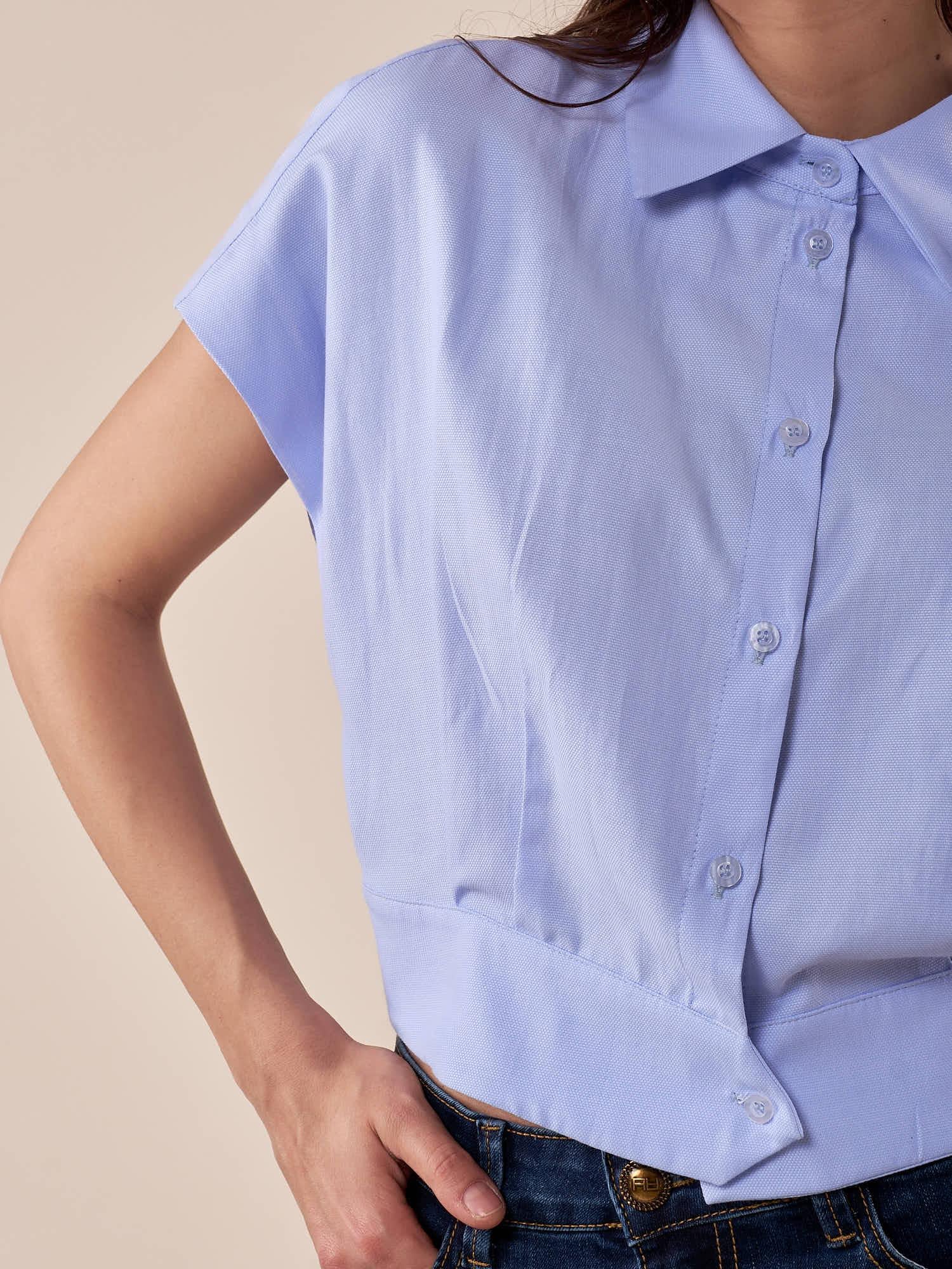 Camicia da donna senza maniche in cotone. PG499C/EC CELESTE EXTASY 