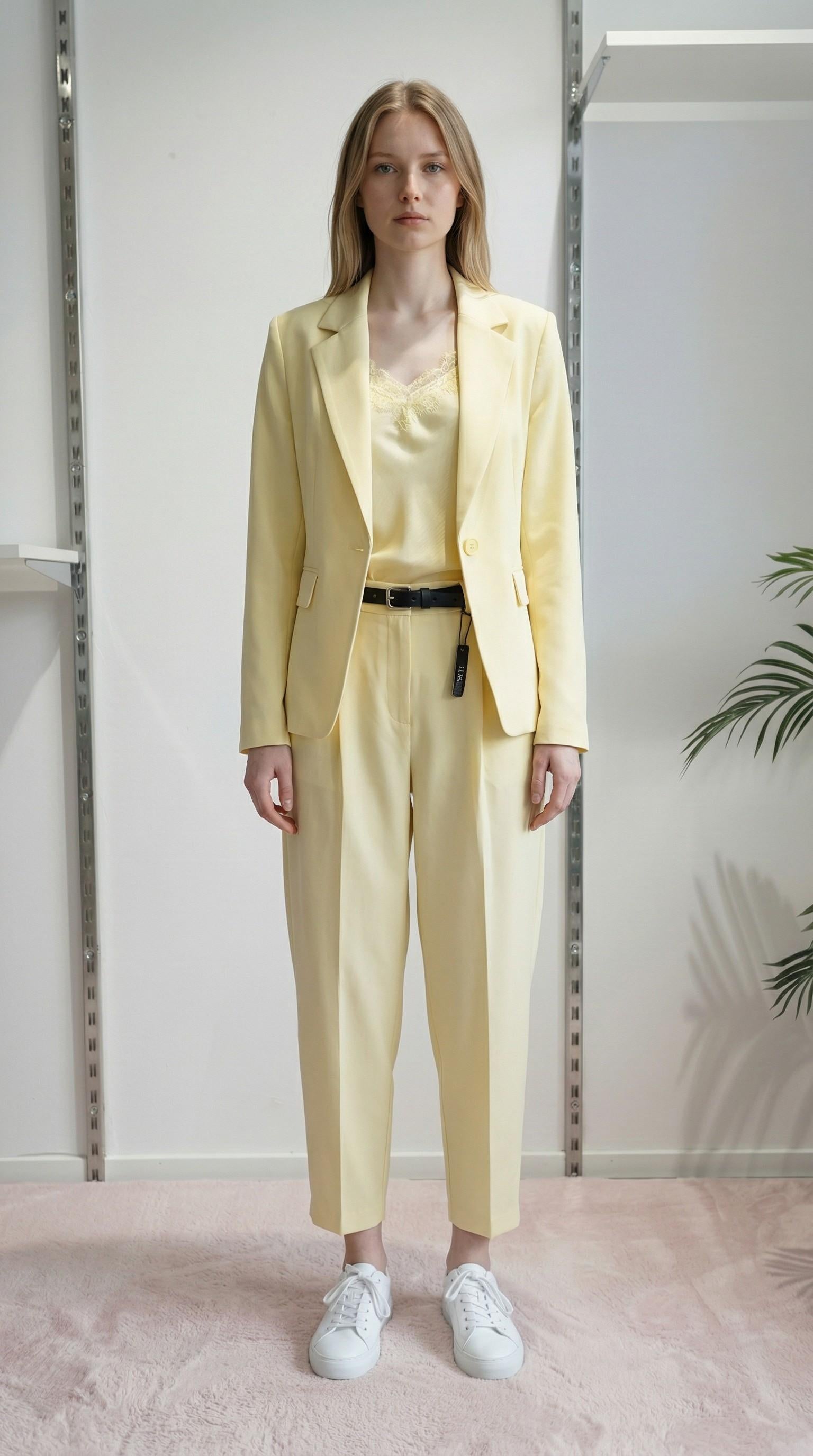 Pantalone Donna Balloon alla Caviglia con Pinces e Tasche Dietro con Pattine. PG114P GIALLO EXTASY Donna 