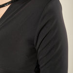 Abito donna lungo con maniche lunghe e scollo a V. AB003147 NERO ARTIGLI 