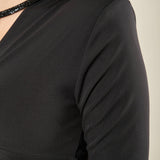 Abito donna lungo con maniche lunghe e scollo a V. AB003147 NERO ARTIGLI 