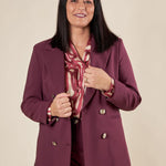 Giacca Donna Curvy doppiopetto in tessuto tecnico foderato con bottoni oro. F299YBFALICE BURGUNDY Lizalù 