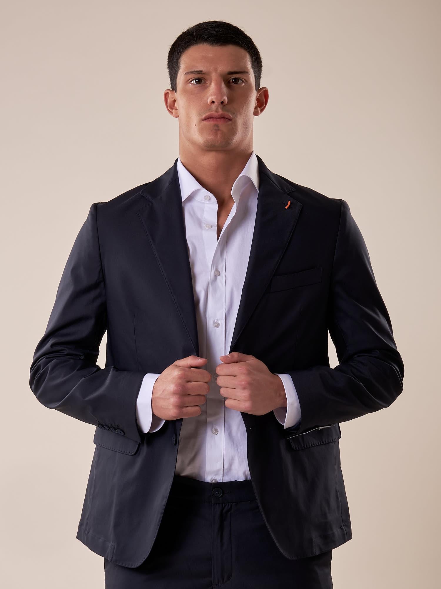 Giacca uomo due bottoni regular fit asca con pattine. OE1S2S5G12 BLU OVER-D 