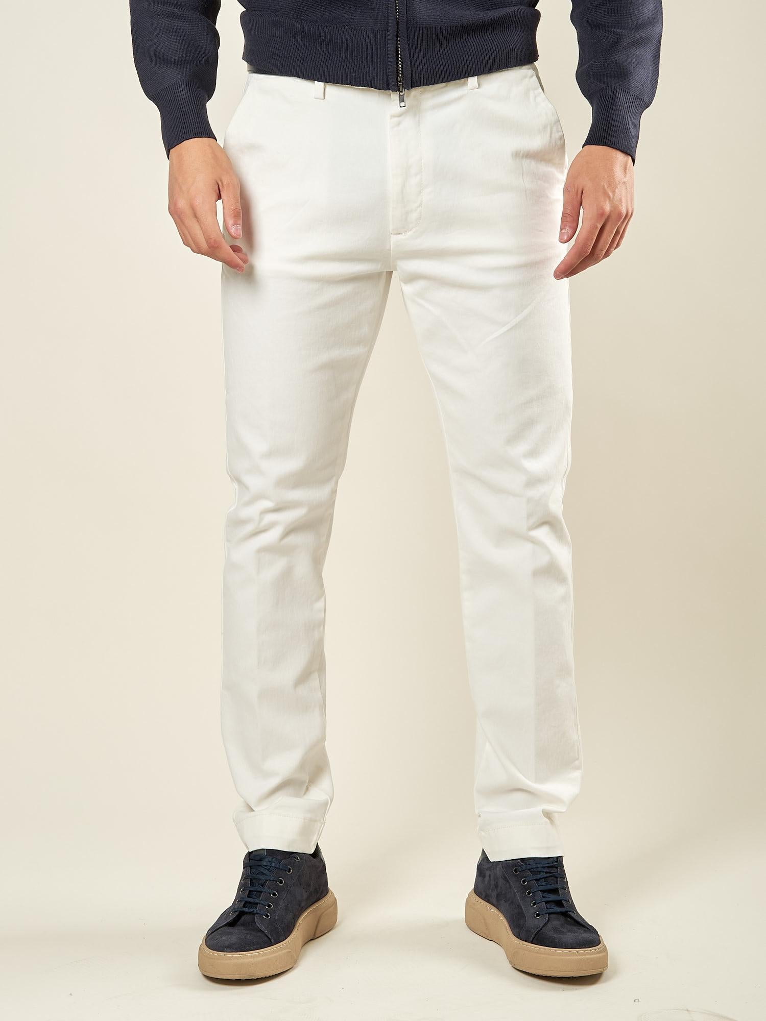 Pantalone Uomo in Cotone Elasticizzato Invernale con Tasche allAmericana. Comfort e Stile per la Stagione Fredda. PSI1781H OFF WHITE HAMAKI-HO 