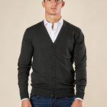 Cardigan Uomo manica lunga in misto viscosa. Eleganza rilassata e comfort naturale. CON/3005900 VERDE BOTTIGLIA CONSENSO 