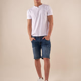 T-shirt Uomo in cotone 100% con colletto serafino. BAM5455 BIANCO BACI & ABBRACCI 