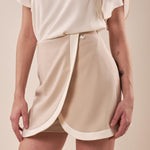 Shorts bicolore con pannello donna. SH002056 BEIGE ARTIGLI 