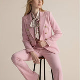Giacca Doppiopetto Donna con Profilo in Raso e Bottoni Oro GI004357 ROSA ARTIGLI Donna 