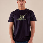 T-shirt Uomo manica corta in cotone 100% con logo stampato a contrastoa TS616035 BLU Henry Cotton's Uomo 
