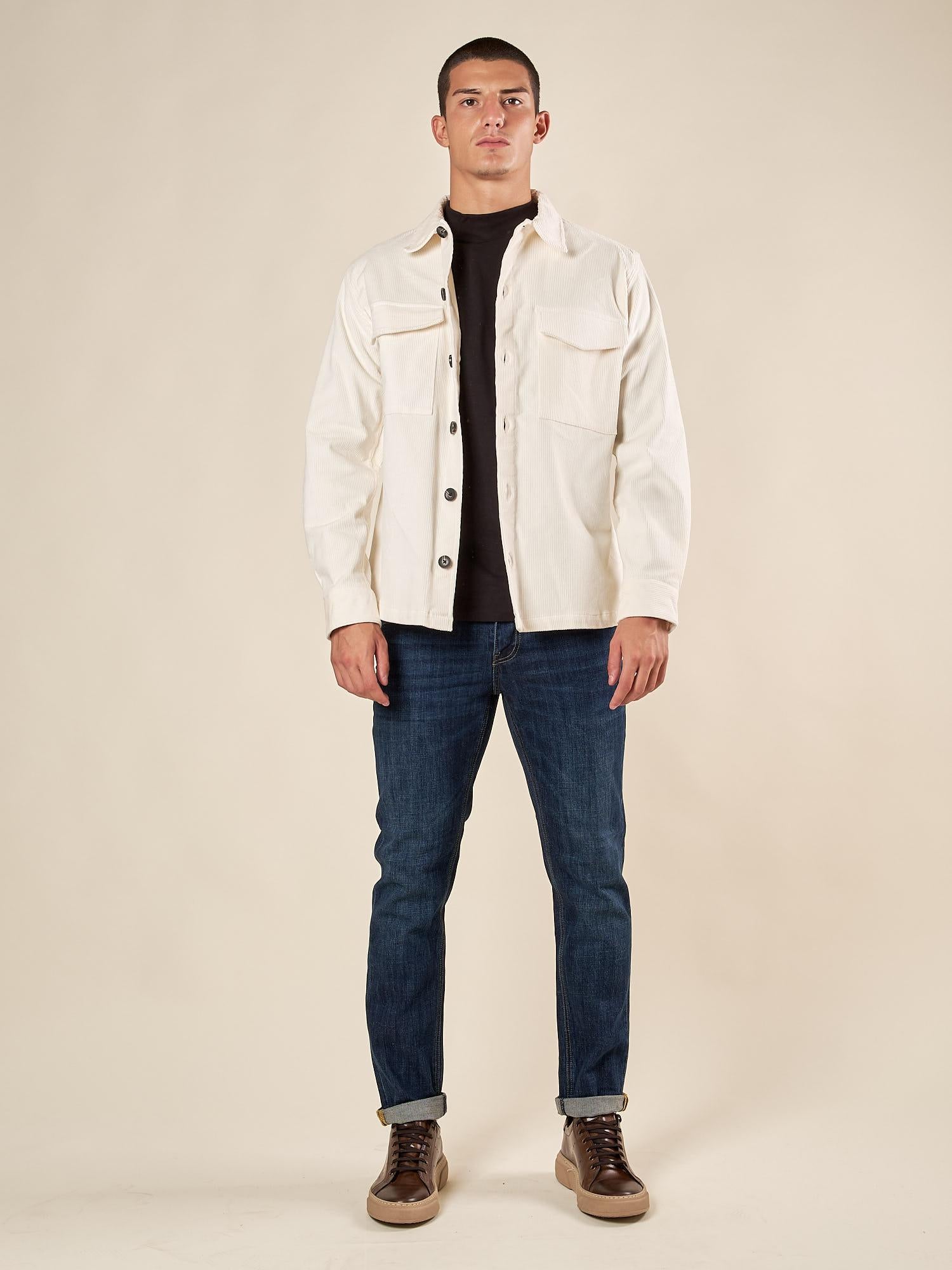 Giubbino Uomo Over Shirt Worker in Velluto. GBI1630H OFF WHITE HAMAKI-HO 