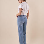 Jeans Donna palazzo con risvolto alto e brillantini. AMR/C3722/BEC DENIM EXTASY 