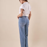 Jeans Donna palazzo con risvolto alto e brillantini. AMR/C3722/BEC DENIM EXTASY 