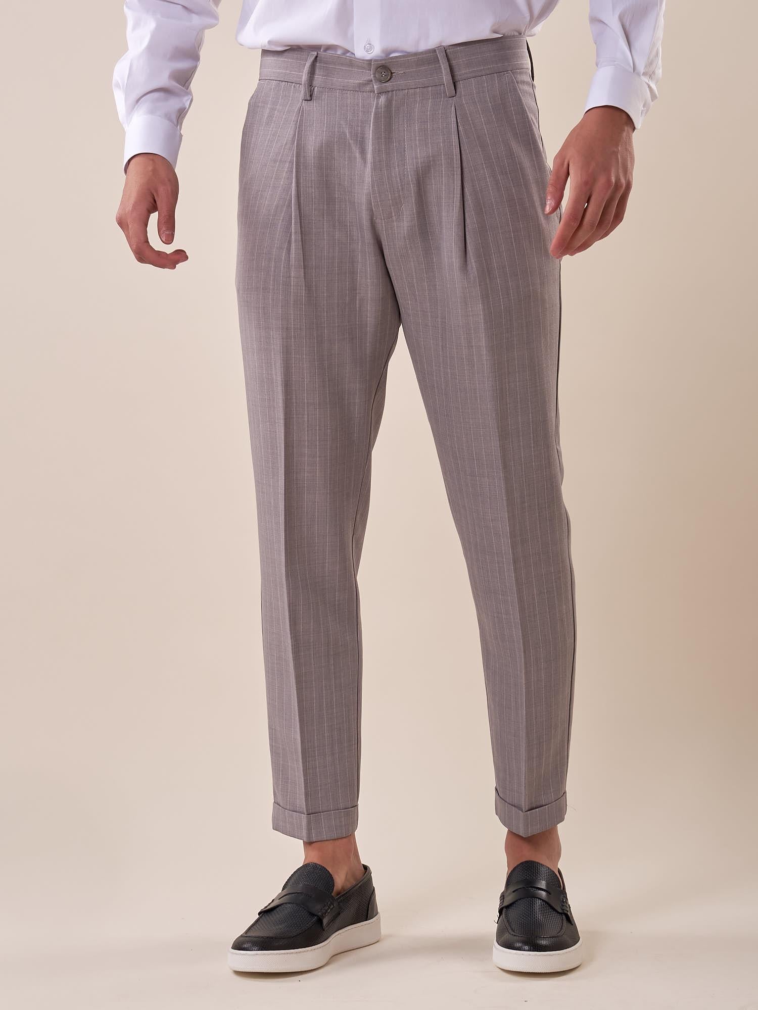 Pantalone rigato una  pince tapered fit tasche doppio filetto. OE1S2S5P38 GRIGIO OVER-D 
