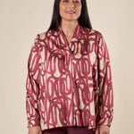 Blusa Donna Curvy fantasia con scollo a V e dettaglio sovrapposto. F876YBFVIRGIE AMARONE Lizalù 