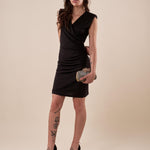 Abito Donna corto con spalline elasticizzato elegante. CS/X413EC NERO EXTASY 