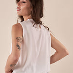 Blusa donna in crepe con elastico al fondo e giromanica. BL002332 PANNA ARTIGLI 