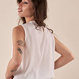 Blusa donna in crepe con elastico al fondo e giromanica. BL002332 PANNA ARTIGLI 