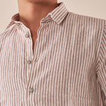 Camicia Uomo in misto lino a righe manica lunga. CE1265H FANGO HAMAKI-HO Uomo 