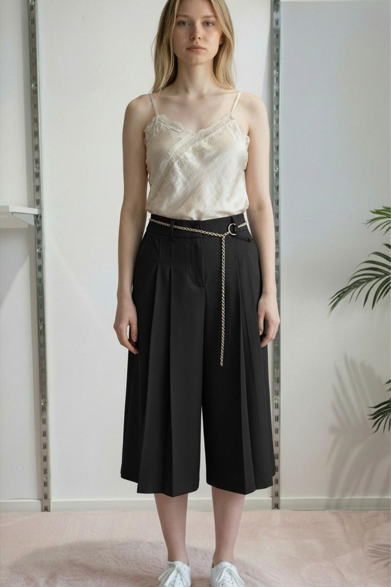 Pantalone Donna Modello Gonna-Pantalone con Tasca allAmericana e Due Pences PG126G NERO EXTASY 