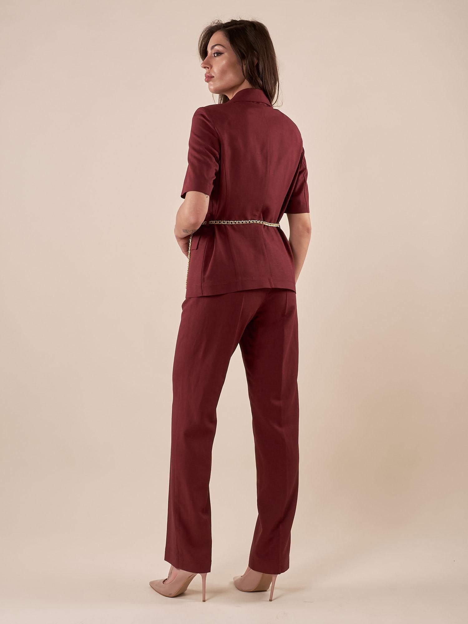 Completo Donna giacca e pantalone palazzo in lino e viscosa ROMI/4001 INDIA ROMIHO 