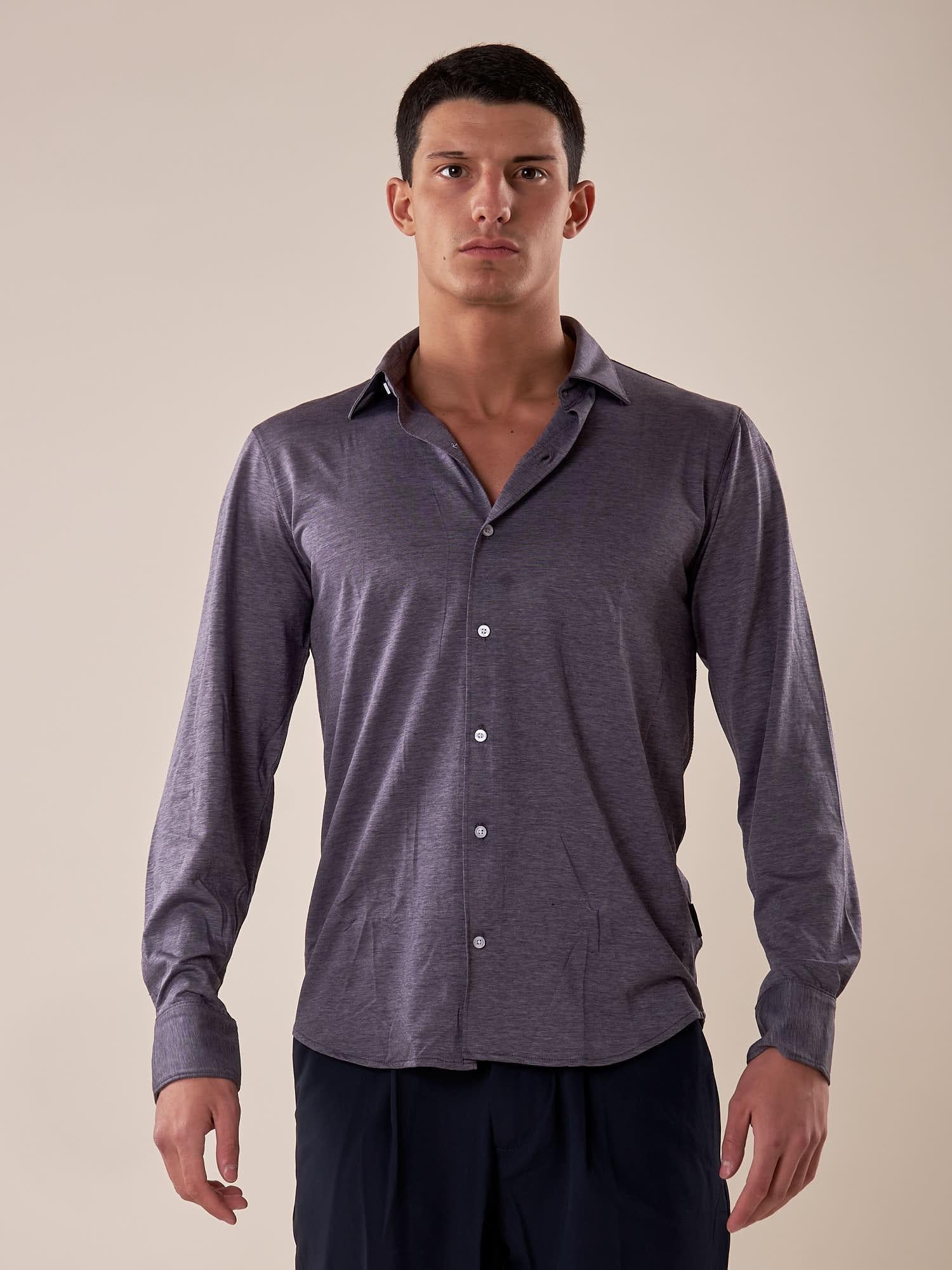 Camicia manica lunga micro piquet uomo. OC1S2S5C35 BLU OVER-D Uomo 