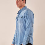 Camicia jeans manica lunga bottone a pressione con tasche uomo. M48667 DENIM SUPERIOR VINTAGE Uomo 