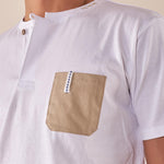 T-shirt Uomo manica corta serafino con taschino a contrasto. BAM5460 BIANCO BACI & ABBRACCI 
