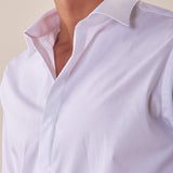Camicia manica lunga stretch bottoni ricoperti slim con riprese. FBDERBY BIANCO FB 