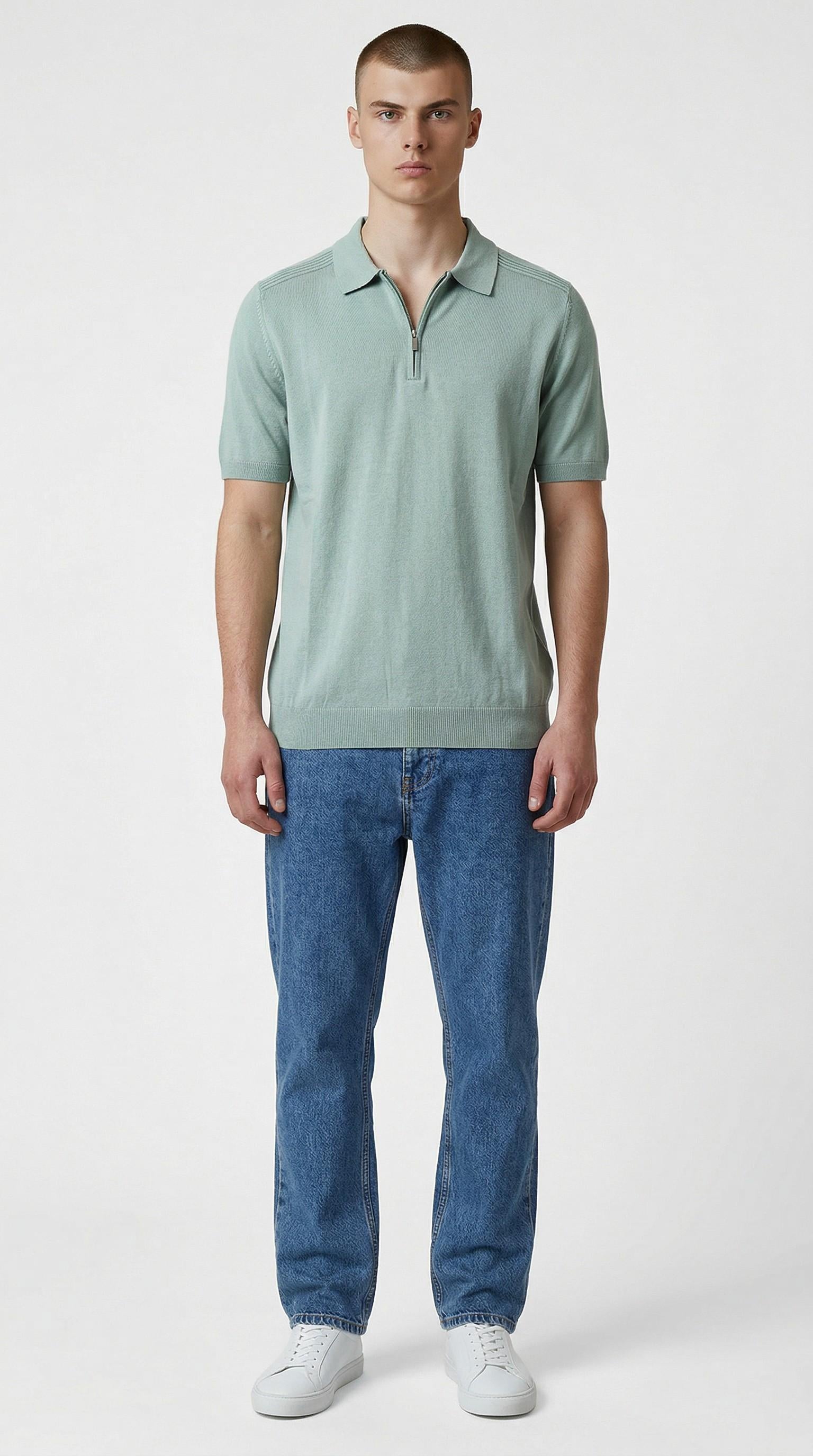 Polo Uomo 100% Cotone a Manica Corta con Mezza Zip  Stile Moderno e Comfort Naturale ME3211H TIMO HAMAKI-HO 