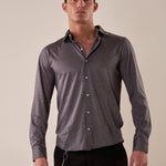 Camicia manica lunga micro piquet uomo. OC1S2S5C35 NERO OVER-D Uomo 