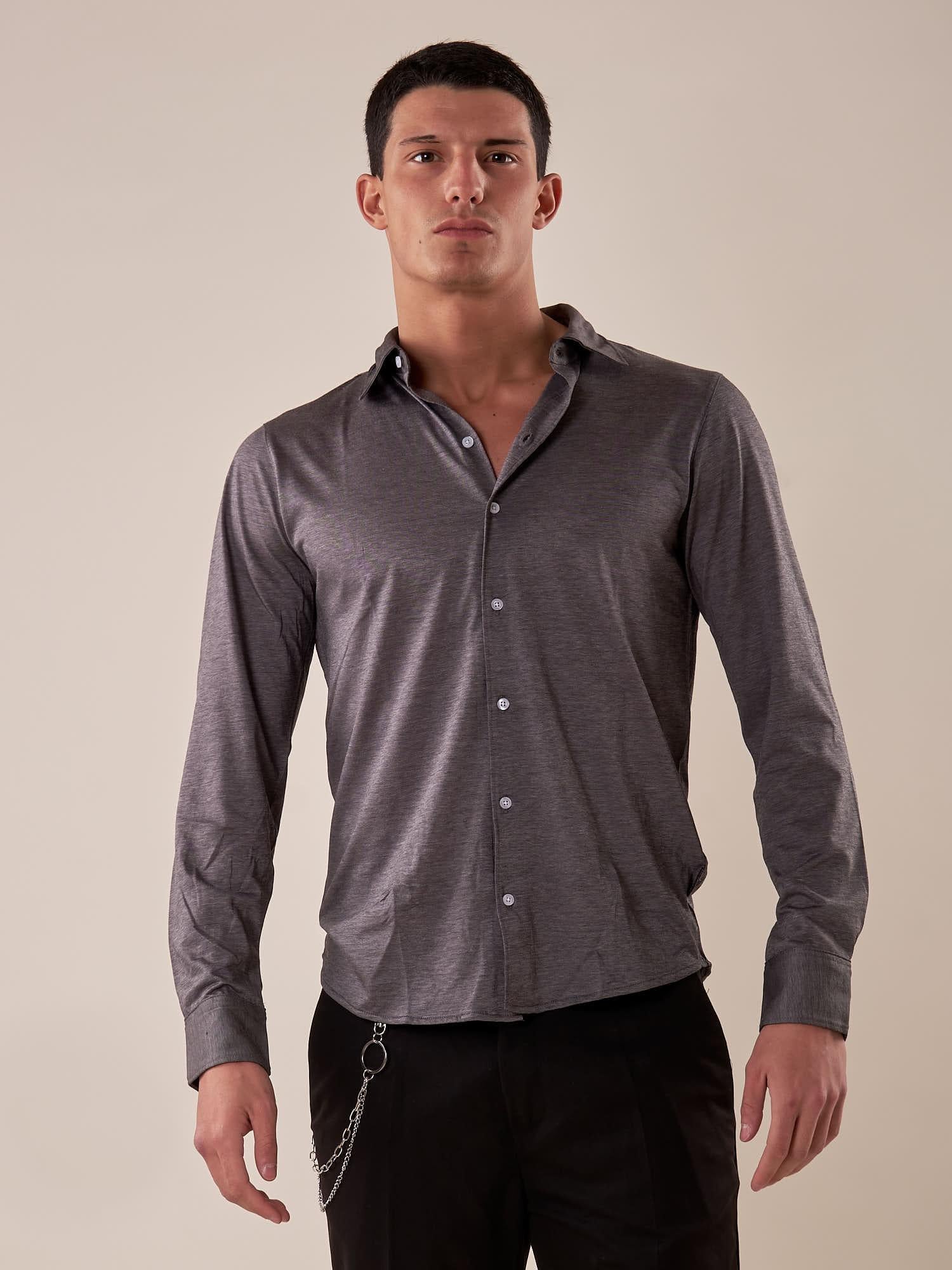 Camicia manica lunga micro piquet uomo. OC1S2S5C35 NERO OVER-D Uomo 