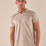 Polo da uomo manica corta in cotone mercerizzato con collo derby. DM9303 SABBIA DATCH 