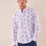Camicia coreana manica lunga misto lino fantasia uomo. DM9393 GRIGIO DATCH 