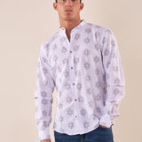 Camicia coreana manica lunga misto lino fantasia uomo. DM9393 GRIGIO DATCH 