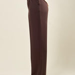 Pantalone palazzo donna con pence frontali in tessuto manolana. Eleganza e comfort quotidiano. PA003192 CACAO ARTIGLI 