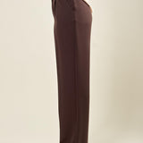 Pantalone palazzo donna con pence frontali in tessuto manolana. Eleganza e comfort quotidiano. PA003192 CACAO ARTIGLI 