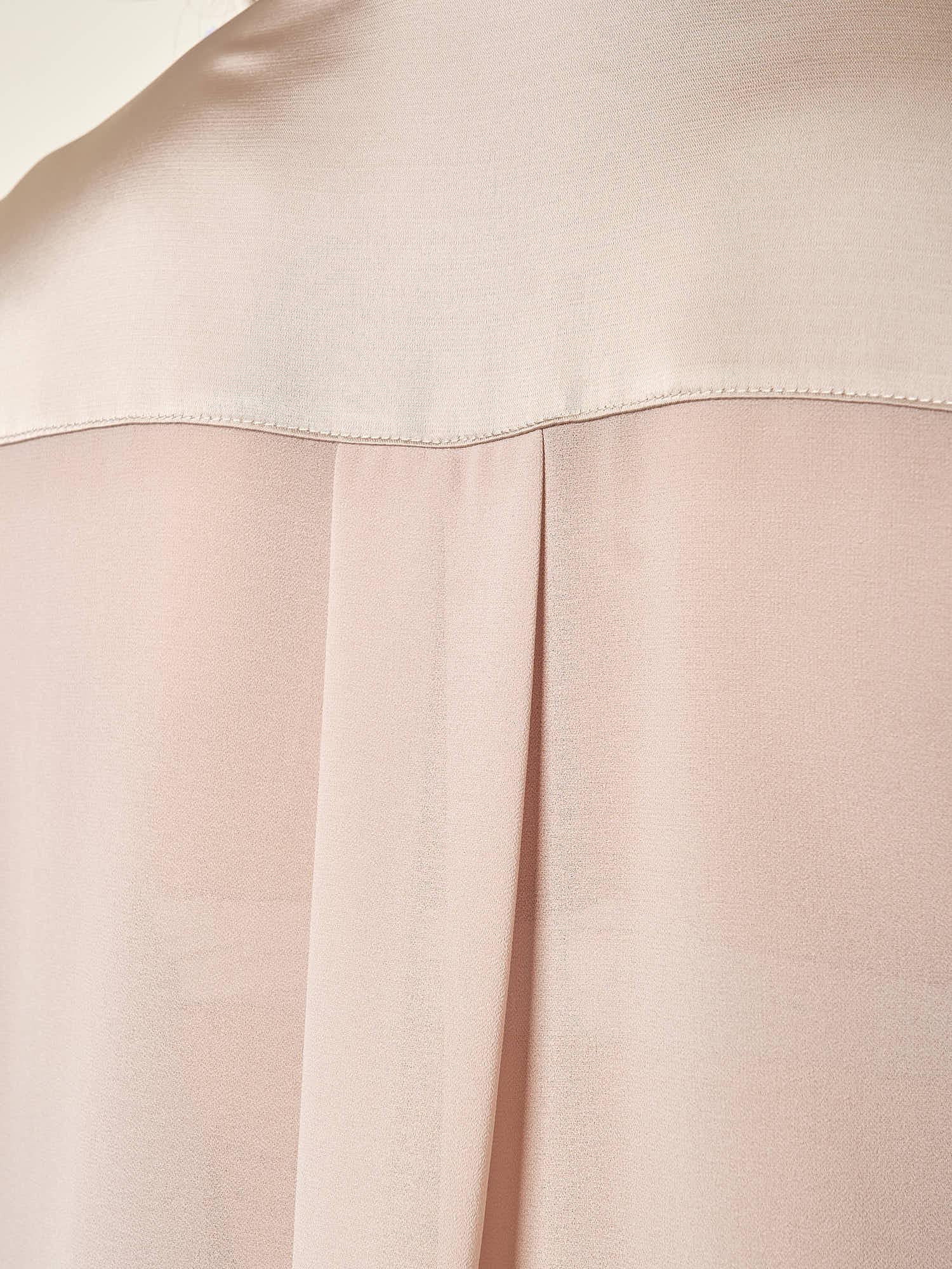 Camicia donna in georgette con inserti in raso. Bottoncini e polsini in raso. CA003056 TORTORA ARTIGLI 