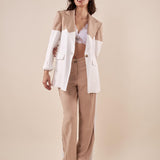 Giacca da Donna bicolore in tessuto misto viscosa con tasca con pattina. GI000817 BEIGE/AVORIO ARTIGLI 