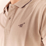 Polo Uomo manica corta in cotone piquet con ricamo. P626122 BEIGE Henry Cotton's Uomo 