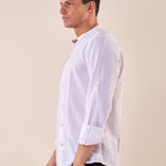 Camicia manica lunga coreana misto lino uomo. OC1S2S5C10 BIANCO OVER-D 