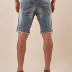 Bermuda di Jeans Chiaro da Uomo con Effetto Sabbiato e Rotture. M48663 DENIM SUPERIOR VINTAGE 
