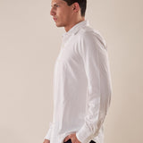 Camicia manica lunga tessuto teck piquet micsto cotone uomo. M48884 BIANCO GUY 