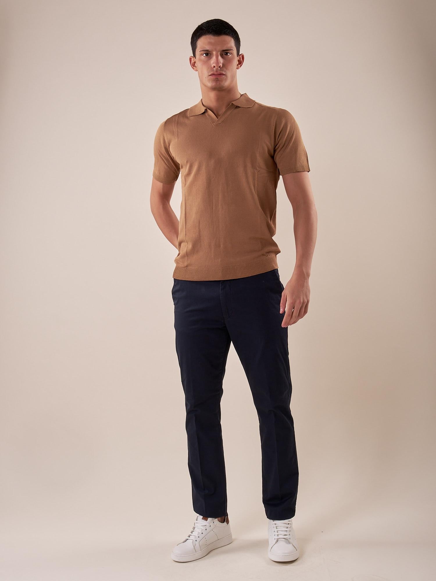 Polo manica corta collo derby viscosa tessuto crepe finezza 12 uomo. CON2152125 BISCOTTO CONSENSO 